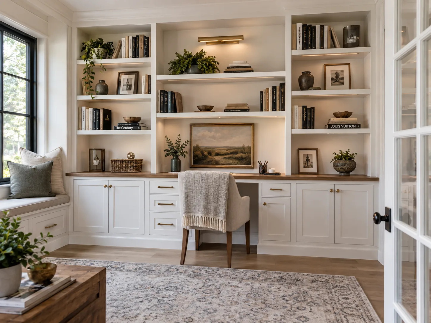 Custom home office built-ins and finish carpentry